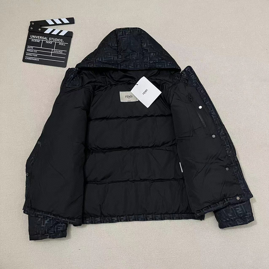 Fendi FF Zucca Monogram Hooded Puffer